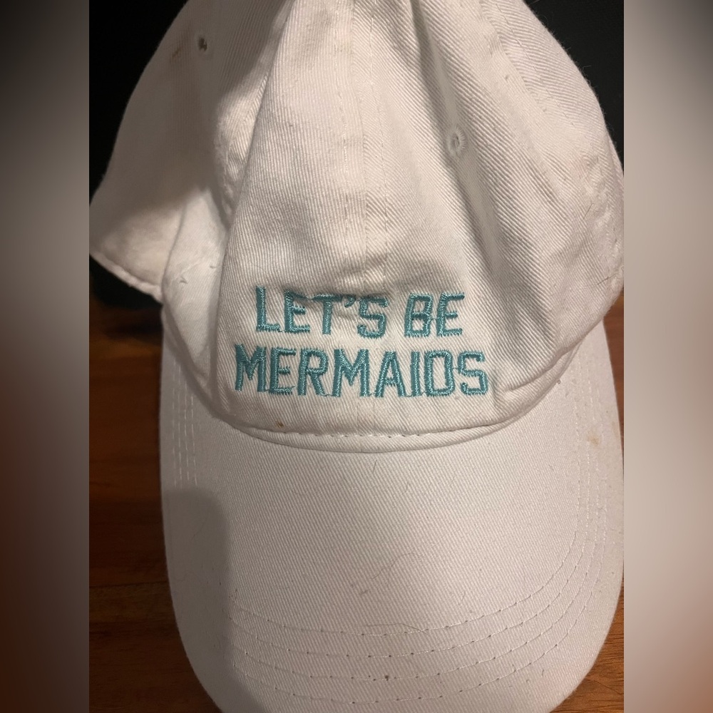 White 'Let's Be Mermaids' Cap